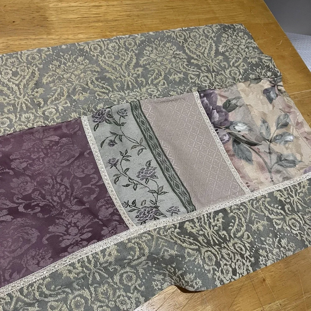 Croscill‎ CAITLIN Lined Valance Damask Floral Sage, Purple Patchwork 18x90